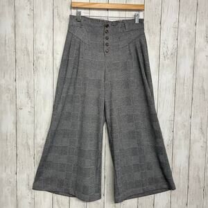 Anthropologie Maeve Houndstooth Wide Leg High Rise Flowy Stretch Capri Pants XS